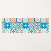  tegels in blauw en oranje yogamat (Voorkant (horizontaal))