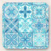 tegels in blauw en wit bier onderzetter (Voorkant)