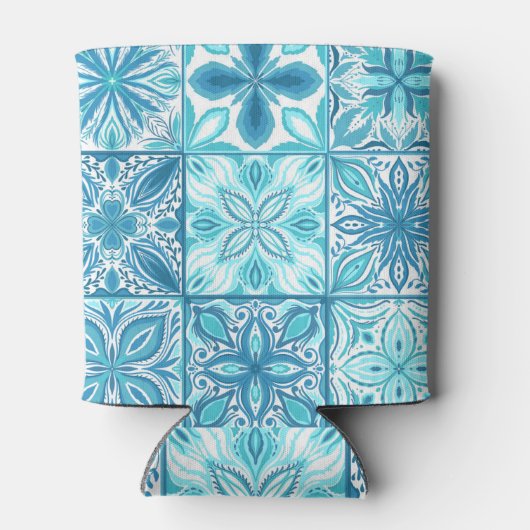  tegels in blauw en wit blikjeskoeler (Achterkant)