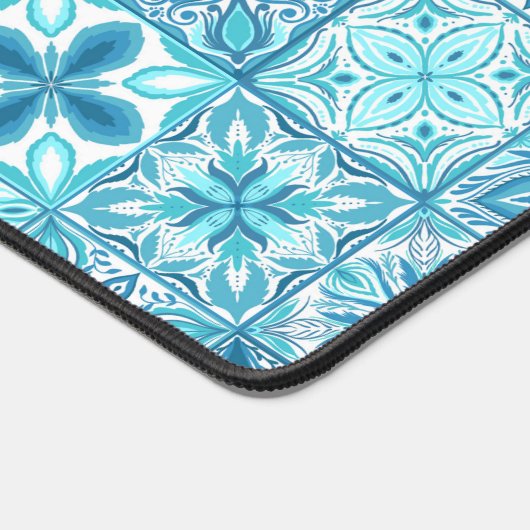  tegels in blauw en wit bureaumat (Hoek)