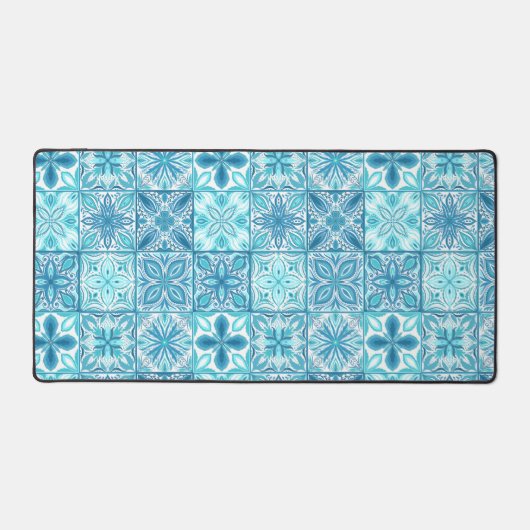 tegels in blauw en wit bureaumat (Voorkant)