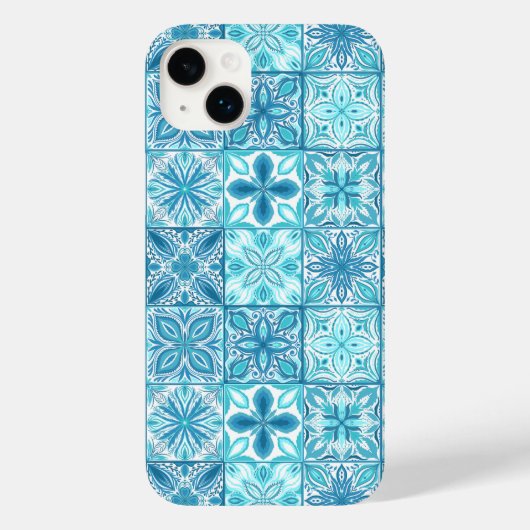 tegels in blauw en wit Case-Mate iPhone case (Achterkant)