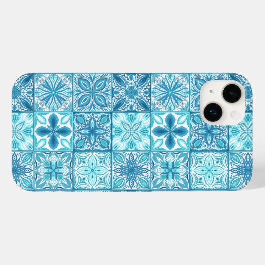 tegels in blauw en wit Case-Mate iPhone case (Achterkant (horizontaal))