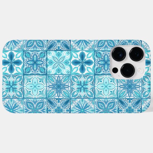 tegels in blauw en wit Case-Mate iPhone case (Achterkant (horizontaal))