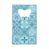 tegels in blauw en wit creditkaart flessenopener (Achterkant)