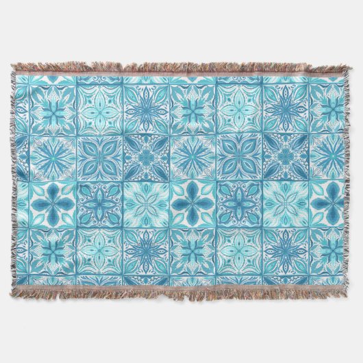  tegels in blauw en wit deken (Voorkant)