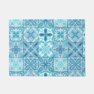 tegels in blauw en wit deurmat