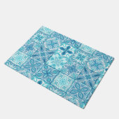  tegels in blauw en wit deurmat (Schuin)