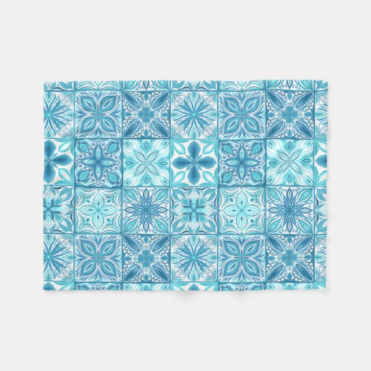 tegels in blauw en wit fleece deken (Voorkant (Horizontaal))