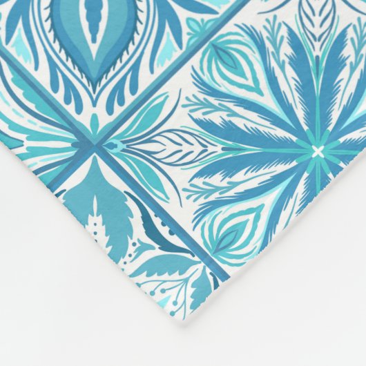  tegels in blauw en wit fleece deken (Hoek)