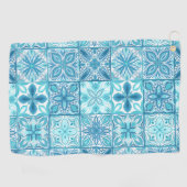  tegels in blauw en wit golfhanddoek (Horizontaal)
