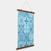 tegels in blauw en wit hangend wandkleed (Gebogen)