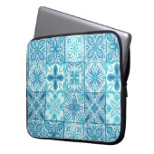 tegels in blauw en wit laptop sleeve (Voorkant Links)