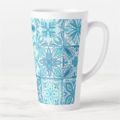 tegels in blauw en wit latte mok (Rechts)