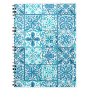 tegels in blauw en wit notitieboek