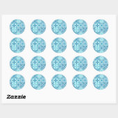 tegels in blauw en wit ronde sticker (Vel)
