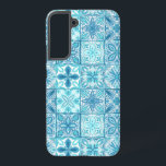 tegels in blauw en wit samsung galaxy hoesje<br><div class="desc">Handgeschilderde diverse  tegels met bloemenelementen</div>