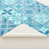 tegels in blauw en wit sherpa deken (3/4)