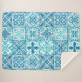 tegels in blauw en wit sherpa deken (Voorkant (horizontaal))