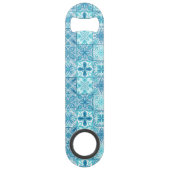  tegels in blauw en wit speed flessenopener (Achterkant)