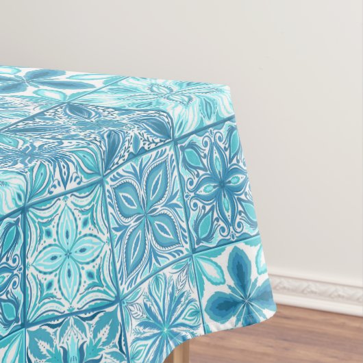 tegels in blauw en wit tafelkleed (Voorbeeld)