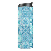 tegels in blauw en wit thermosbeker (Gedraaid links)