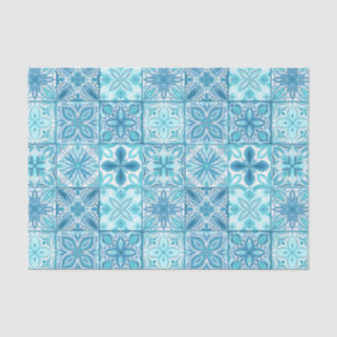 tegels in blauw en wit tissuepapier