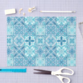  tegels in blauw en wit tissuepapier (Craft)
