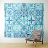 tegels in blauw en wit wandkleed (In Situ (horizontaal))