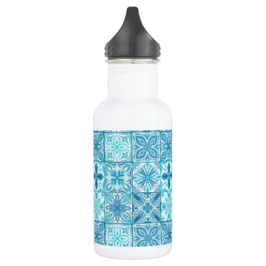  tegels in blauw en wit waterfles  (Links)