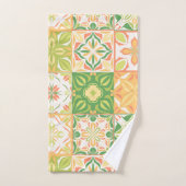  tegels in groen en geel bad handdoek (Handdoek)