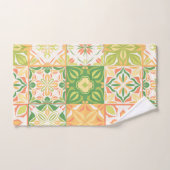  tegels in groen en geel bad handdoek (Handdoek)