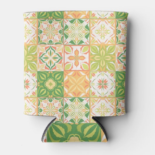  tegels in groen en geel blikjeskoeler (Voorkant)