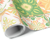  tegels in groen en geel cadeaupapier (Rol Hoek)