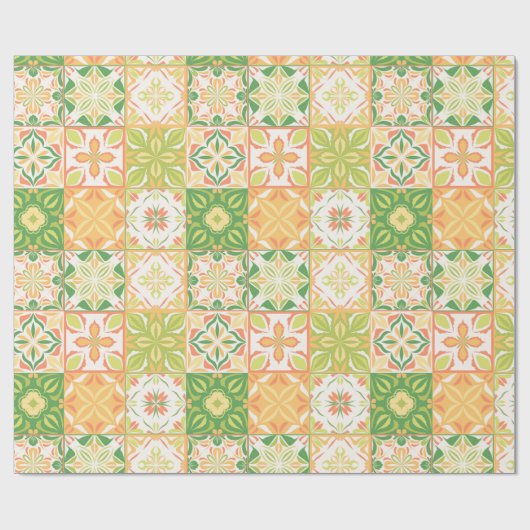  tegels in groen en geel cadeaupapier (Vlak)
