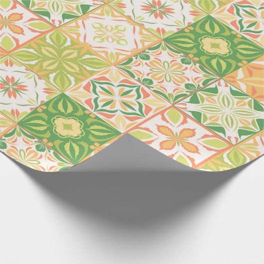  tegels in groen en geel cadeaupapier (Hoek)