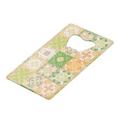  tegels in groen en geel creditkaart flessenopener (Voorkant Gekanteld)