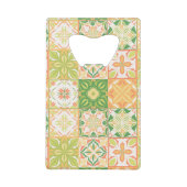  tegels in groen en geel creditkaart flessenopener (Achterkant)