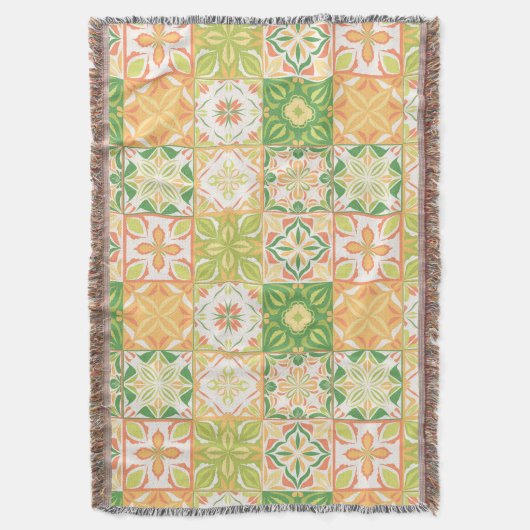 tegels in groen en geel deken (Voorkant Verticaal)