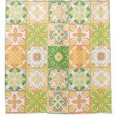 tegels in groen en geel douchegordijn (Voorkant)