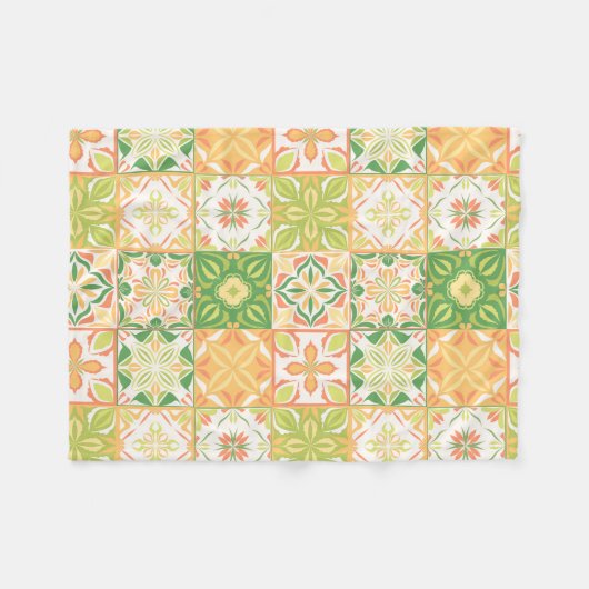  tegels in groen en geel fleece deken (Voorkant (Horizontaal))