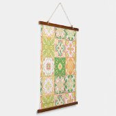  tegels in groen en geel hangend wandkleed (Gebogen)