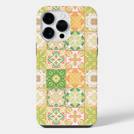  tegels in groen en geel iPhone hoesje (Achterkant)