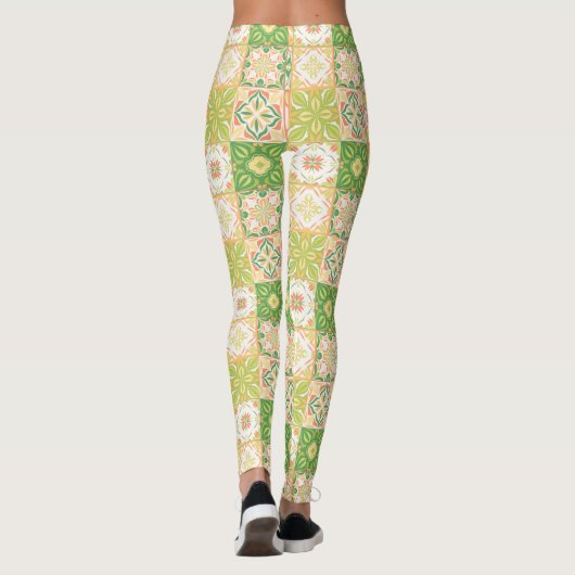  tegels in groen en geel leggings (Achterkant)