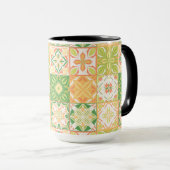  tegels in groen en geel mok (Voorkant rechts)