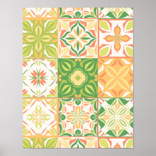  tegels in groen en geel poster