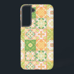 tegels in groen en geel samsung galaxy hoesje<br><div class="desc">Door de hand getrokken kleurrijke tegels,  bloemdecoratief ontwerp,   tegels</div>