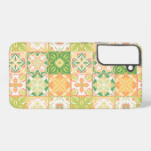  tegels in groen en geel samsung galaxy hoesje (Achterkant horizontaal)