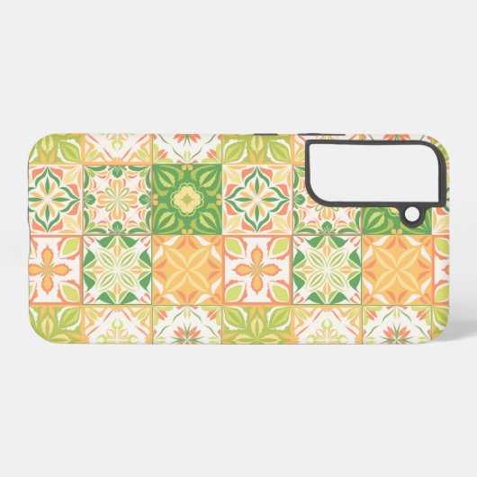  tegels in groen en geel samsung galaxy hoesje (Achterkant horizontaal)