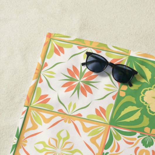 tegels in groen en geel strandlaken (In situ)